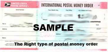 The right type of postal money order